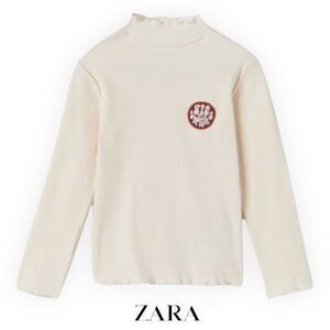 ZARA Kids | Cream | RIBBED HIGH NECK T-SHIRT